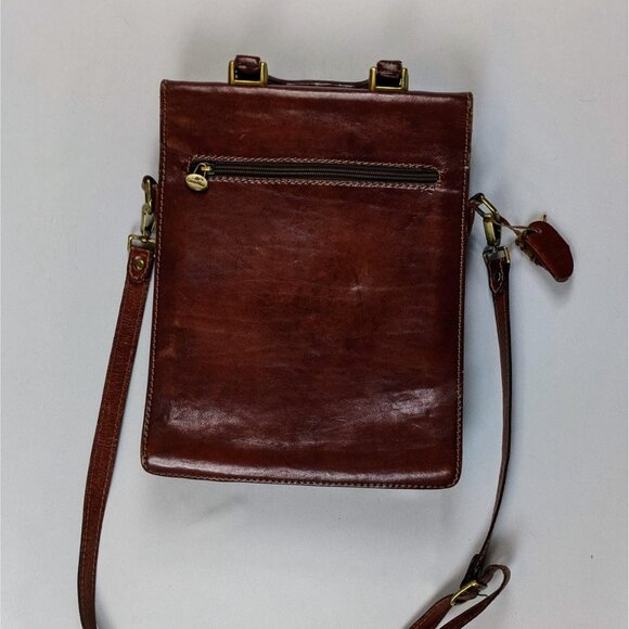 Vintage 1980s ConteMax Italian Leather Crossbody Bag Handmade Lock & Key Brown - Picture 7 of 15